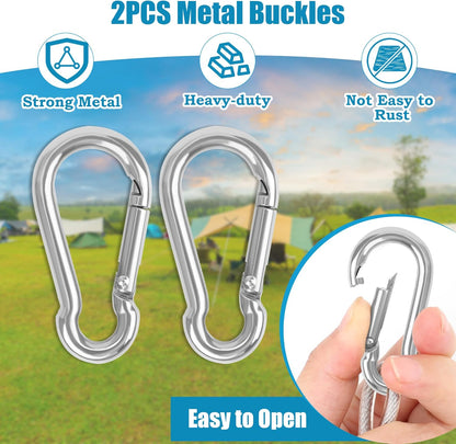 20FT/ 40FT Retractable Travel Clothesline, Adjustable Outdoor Clothesline Drying Clothes Line Laundry for Travel Camping, with Ratchet Pulley/ 2 Screws/ 2 Buckles (Black+Silver, 472, Inches)