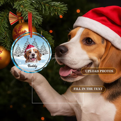 Personalized Photo Crystal Ornament, 2025 Custom Pet Engraved Christmas Keepsake, Memorial Gift for Dog, Cat