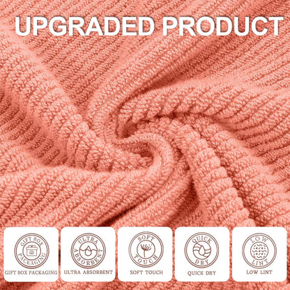 VOOVA & MOVAS Large Bath Towels, 4 Pack 30" x 56" - 100% Cotton | Quick Dry | Light Weight | Thick | Soft | Absorbent, Luxury Shower Towel for Bathroom, Towel Gift Set, Coral Pink