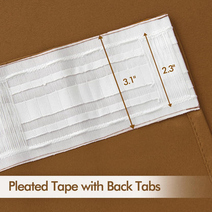 MIULEE Golden Brown Back Tab Blackout Curtains 102 Inch Long 2 Panels Set for Bedroom, Rod Pocket/Pinch Pleated Thermal Insulated Living Room Darkening Light Blocking Floor to Ceiling Drapes