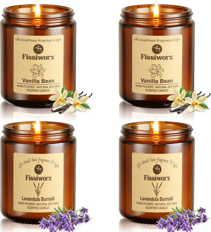 Scented Candle Set 4 Pack, Candle for Home Scented, Odor Eliminating, Stress Relief, 30oz, 220 Hours Long Lasting Soy Wax Gift Set for Women