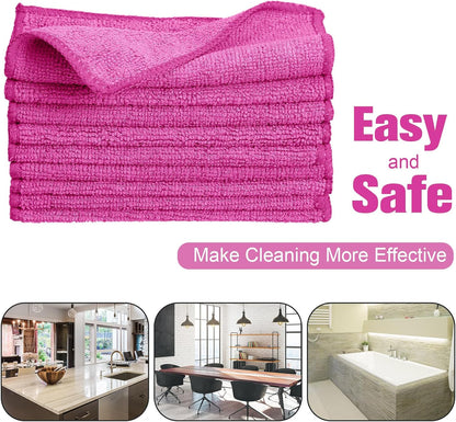 Tanlade Microfiber Cleaning Cloth 6"x6" Cleaning Rags Reasonable Kitchen Towels Microfiber Towels Cars Wash Dry Erase Cloth (Pink,30 Pcs)