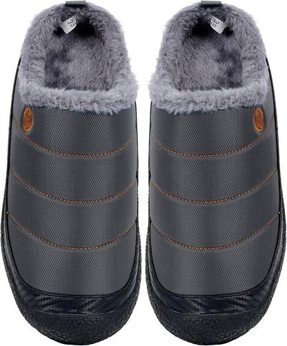 Womens Mens House Slippers Slip on Snow Winter Warm Fully Fur Lined Slippers Indoor Outdoor Shoes