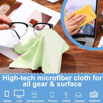 Frienda 12 Pack Large Microfiber Glass Cleaning Cloths 12 x 12 Inch Oversized Sunglasses Cleaning Cloths for Electronics Glasses Screens and Lenses (Green, Yellow, Blue, Light Gray)