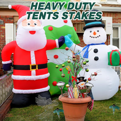 Hicarer 10 Pcs 20 Pcs 8'' Screw in Tent Stakes Heavy Duty Ground Metal Stakes for Inflatables with Hex Head Driver for Outdoor Camping Tent Inflatable Garden Decor (Dark Green)