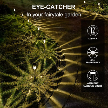 Solar Lights Outdoor Waterproof, Stainless Steel LED Landscape Lighting, Solar Garden Lights Solar Powered, Outdoor Solar Lights for Yard, Pathway, Walkway, Patio, Lawn - 16 Pack (Warm White)