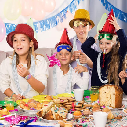 50PCS Bead Necklace, White Mardi Gras Bead Necklace Stuff Party Favors, 33" Mardi Gras Beads Necklaces, Festival Parade Throw Accessories for Wedding Birthday Celebrations Decorations