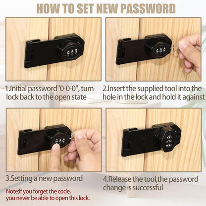 Password Rotary Hasp Locks, Digit Combination Lock Door Security Slide Latch Door Lock for Drawers, File Cabinets, Cabinets, Interior Doors, Barns, Garage Doors, Fence (5 Inch)