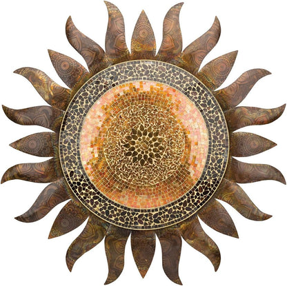 Regal Art & Gift Gold Large Metal Sun Wall Decor - 36 Inch | Indoor Outdoor Rust-Resistant Sunburst Sculpture | Eye-Catching Metal Sun Wall Art Accent for Patio, Garden, Living Room