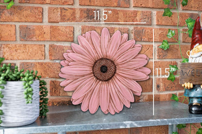 NAT & Jules Gerbera Daisy Flower Shaped Dimensional Indoor Outdoor 12 inch Cast Resin Decorative Garden Stepping Stone, Patio, Walkway Sculpture Yard Art, Pink