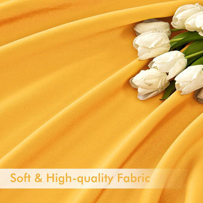 MIULEE Yellow Back Tab Blackout Curtains 90 Inches Long 2 Panels Set for Living Room Bedroom Privacy, Rod Pocket/Pinch Pleat Thermal Insulated Room Darkening Pleated Light Blocking Drapes