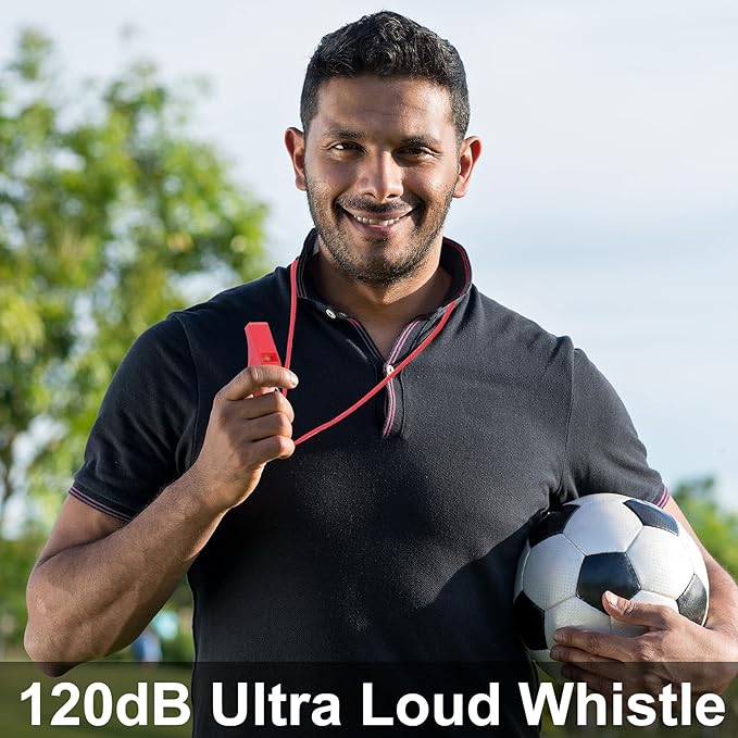 8-Pack Colorful Plastic Whistles with Lanyards - 120dB Loud Sports Whistles for Coaches, Teachers, Emergency Kits & Events