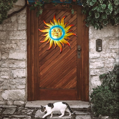 Large Metal Sun Wall Art Decor - 23.6 inches Outdoor Wall Decor,Sun Face Sculpture for Garden Farmhouse Yard Patio Fence Living Room Bedroom Gift Idea for Family Friends
