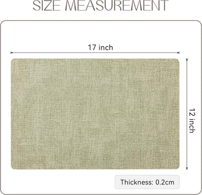 Romanstile Vinyl Placemats Set of 4-12 X 18 Inch - Heat Resistant Place Mats 100% Waterproof Oilproof Wipeable Reversible Faux Leather Table Mats for Kitchen/Dining/Party/Outdoor, Grass Green