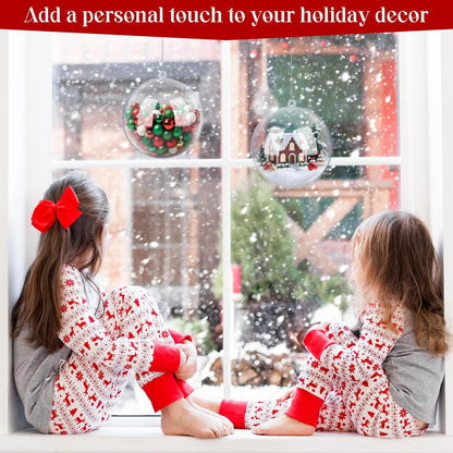 ANVAVO 2 Pieces 20 cm Christmas Clear Plastic Fillable Ball Ornaments DIY Craft Transparent Baubles Shatterproof Christmas Tree Hanging Ornaments for Xmas New Years Birthday Wedding Home Decor