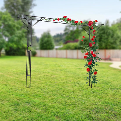 Garden Trellis for Climbing Plants,Outdoor Garden Arch Arbor Trellis,Steel Garden Trellis Wedding Arches for Ceremony Decoration 11.81x1.31x8.86ft (Black)