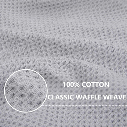 Homaxy 100% Cotton Waffle Weave Kitchen Dish Cloths, Ultra Soft Absorbent Quick Drying Dish Towels, 12 x 12 Inches, 8-Pack, Light Gray