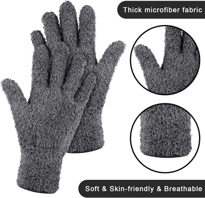 Patelai 3 Pairs Microfiber Plant Dusting Gloves Leaf Cleaning Gloves for Indoor Plants, Blinds, Furniture, House(Small,Orange, Brown, Dark Gray)