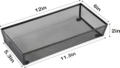 BYCY 3 Pack Mesh Flatware Drawer Organizer for Kitchen/Office/Home Tools,Spoon Knife Fork Organizers Box Utensil Tabletop Storage Tray (12 x 6 x 2 Inch)