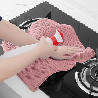 Homaxy 100% Cotton Waffle Weave Kitchen Dish Towels, Ultra Soft Absorbent Quick Drying Cleaning Towel, 13 x 28 Inches, 8-Pack, Dried Rose