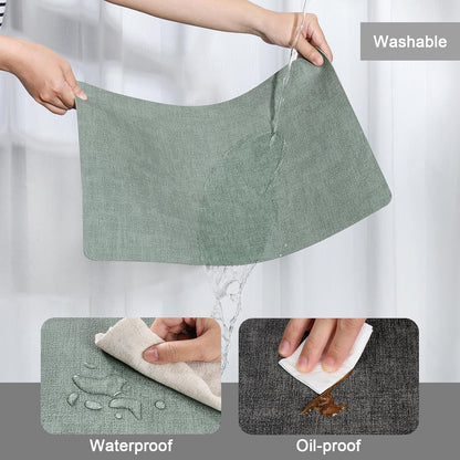 Myir JUN Placemats Dual Sided, Faux Leather Place Mats Set of 6 Indoor for Dining Table Non-Slip Washable Wipeable Heat Resistant Outdoor Table Mats (Gray Sage Green, Set of 6)