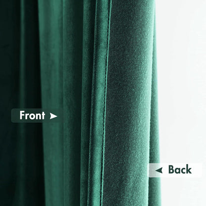 MIULEE Dark Green Velvet Curtains Thermal Insulated Blackout Curtain Christmas Emerald Green Drapes for Bedroom Living Room Darkening 63 Inches Long Curtains Panels Rod Pocket Set of 2