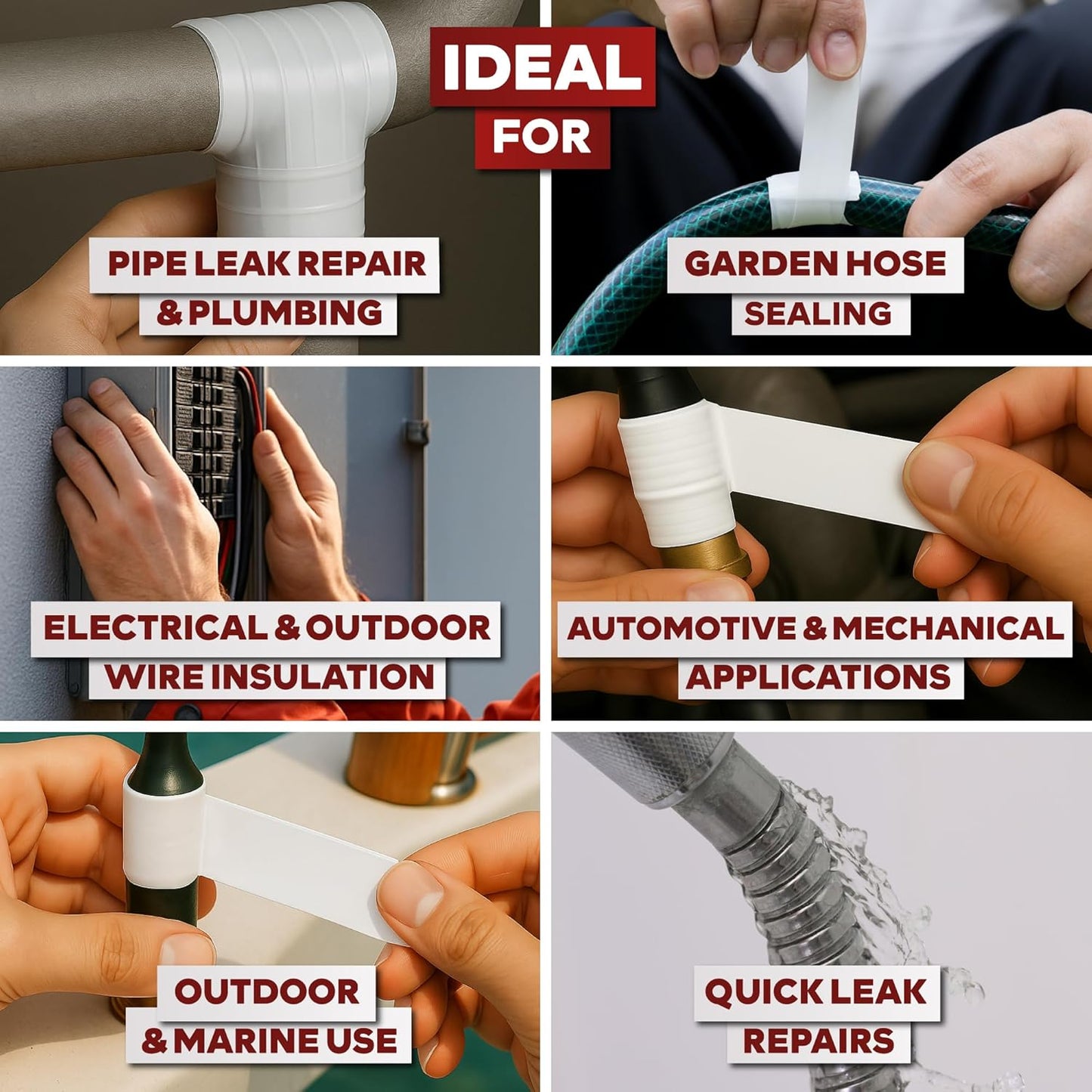 XFasten Self Fusing Silicone Tape Waterproof White – 1" x 36 Feet (3-Pack 108ft), Self Amalgamating Tape, Silicone Rubber for Plumbing, Sealing Pipes, Hose Repair, Outdoor Coax and Electrical Cables