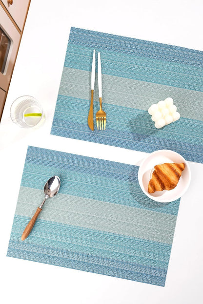 LEXMORE PlaceMats Set of 12 Vinyl/Plastic Woven Place Mats for Kitchen Table Indoor/Outdoor Washable PlaceMat Wipeable Dining Table Mats(Ocean Geode)