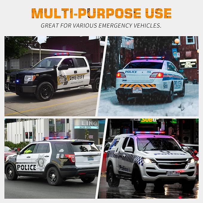 XRIDONSEN 28.4" 80 LED Roof Top Police Lights Red Blue Police Light Bar Emergency Strobe Warning Flashing Safety Double Side Traffic Advisor Lights Magnetic Mount for Law Enforcement Vehicles Trucks