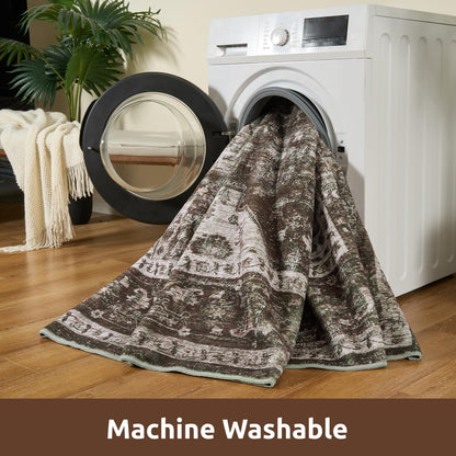 AMOAMI-3X5 Area Rug-Soft Washable Vintage Throw Accent Rugs for Living Room, Entryway, Bedroom, Kitchen, Bathroom, Laundry Room, Kitchen, Bathroom, Bedside, No Slip Brick/Brown