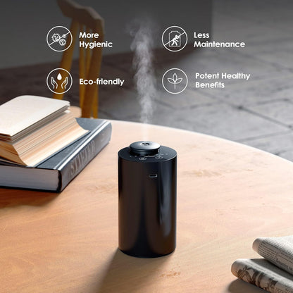 Waterless Diffuser for Essential Oil, Battery Operated Nebulizer, 0.7 Fl.Oz./ 20mL Capacity, Mini Scent Air Machine, 3 Countdown Timers & 3 Mist Levels for Home, Room, Car, Office - AN6 Black+White