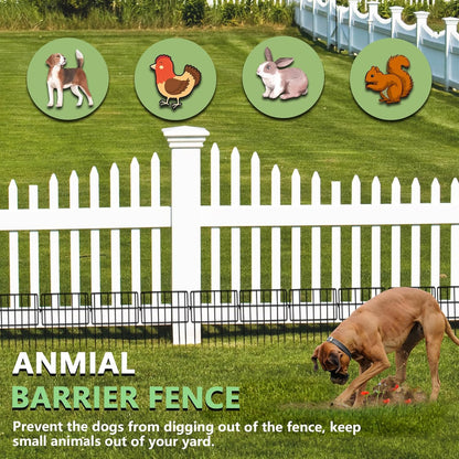 17in(H) x 26ft(L) Garden Fence Animal Barrier No Dig, 26 Panels Rustproof Small Metal Fencing, 1.5in Gap Fence Border, Outdoor Decorative Fence for Yard Dogs Rabbits