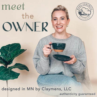 Mora Ceramic Latte Art Mug With Saucer - 10.5 oz, Round Bottom For Perfect Pours - Cafe Cups for Cappuccino, Espresso, Coffee, Tea etc - Porcelain Set for Baristas, Great Gift - Charcoal