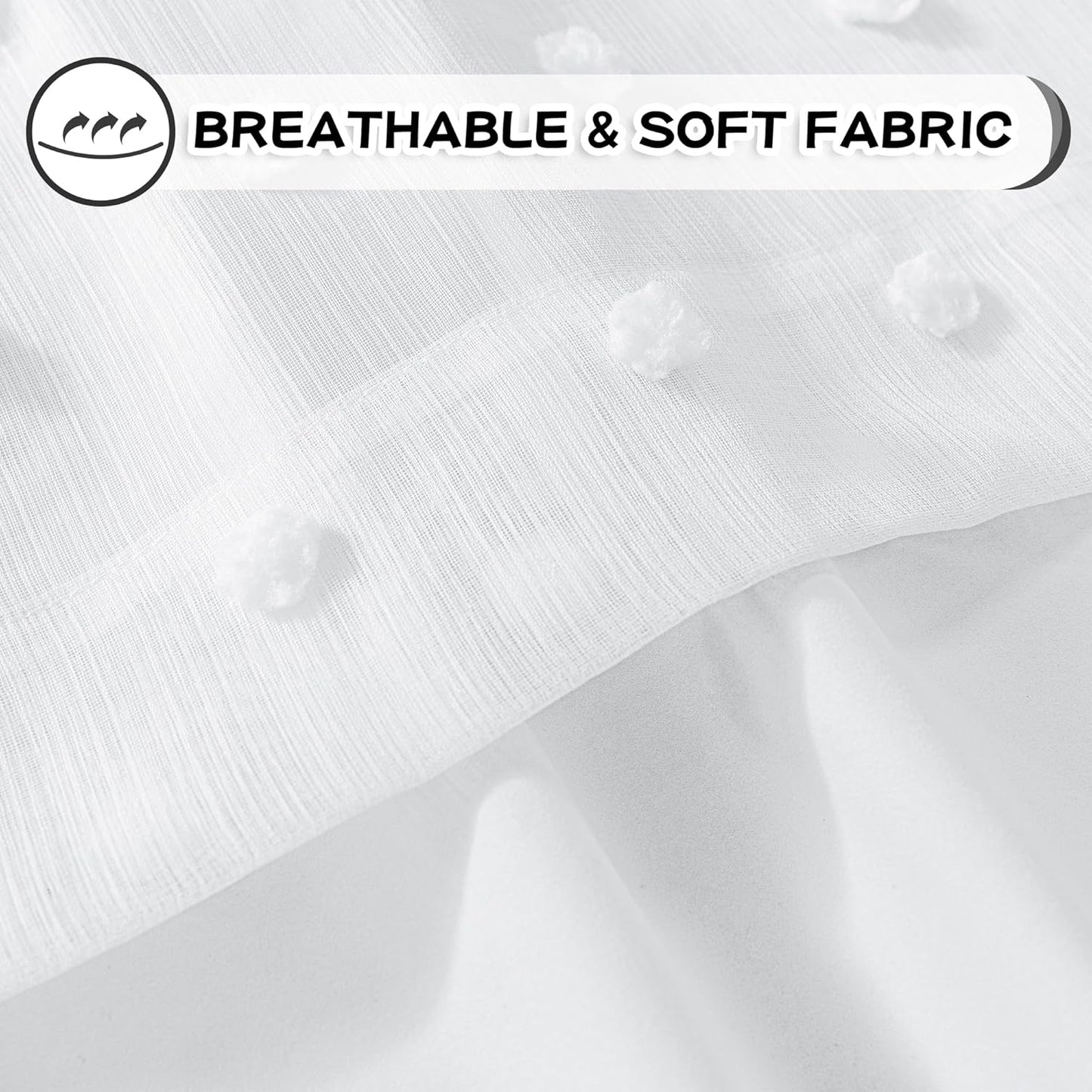 MYSKY HOME 100% Blackout Curtains for Bedroom White Blackout Curtains 63 Inches Long Thermal Insulated 2 Panels Short Kitchen Curtains with White Pom Pom Sheer Room Darkening Grommet, 52 x 63 Inch