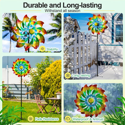 Wind Spinner - Metal Large Wind Spinners Outdoor - Windmill for Yard and Garden, Gift for Family, Friends, Garden Lovers(74'' x 22'')