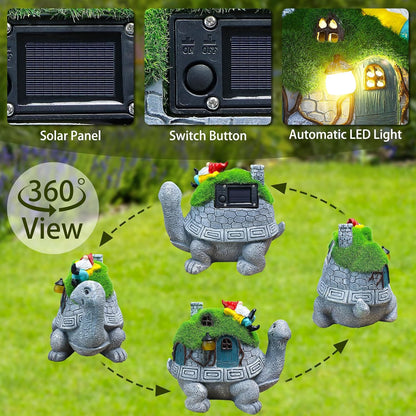 SunGlee Solar Turtles for Outdoors Turtle Solar Light Garden Statue, Cute Tortoise Garden Outdoor Turtle Decor for Patio Lawn Yard Gifts for Mom Grandma Housewarming Birthday