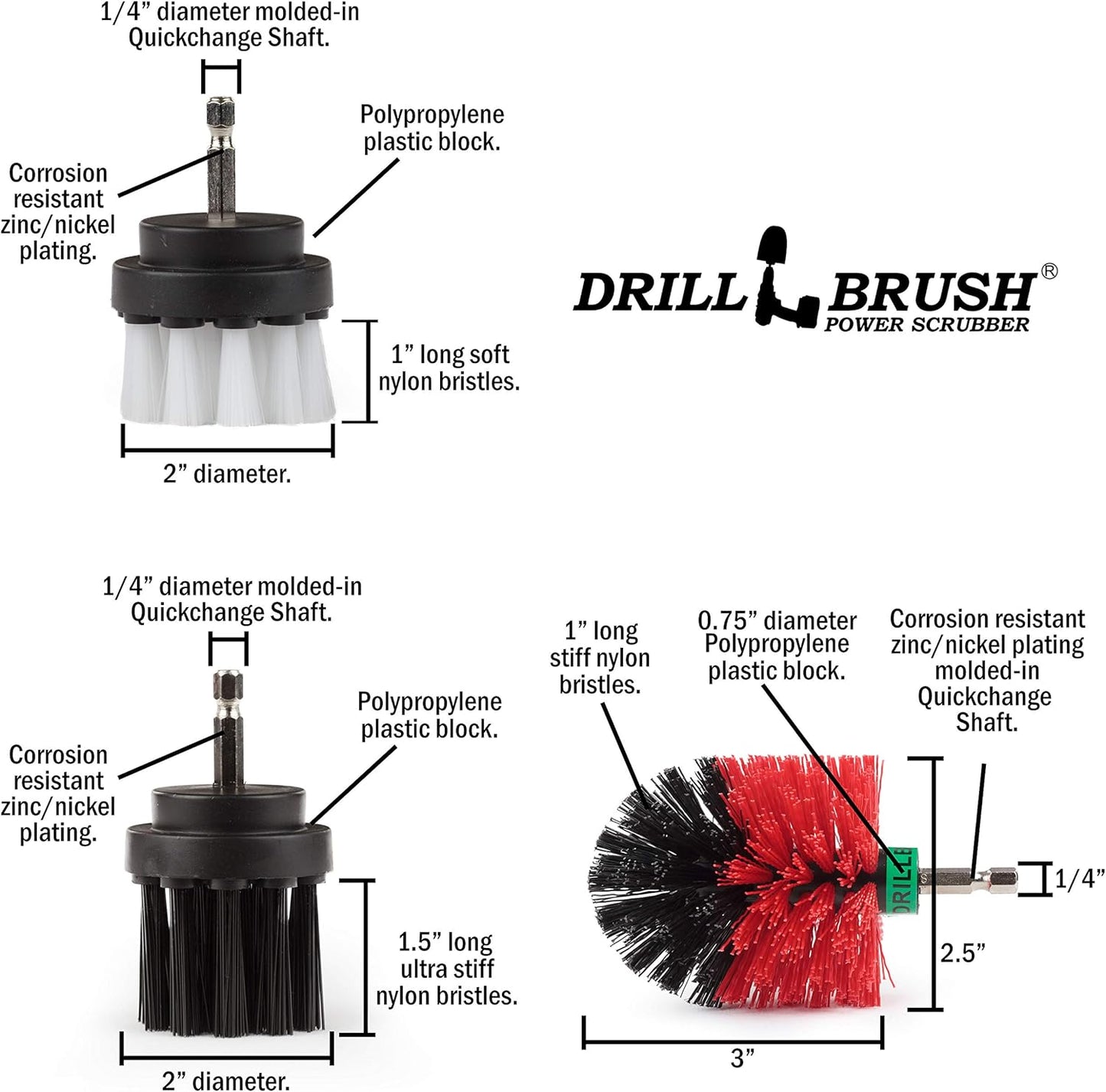 The Ultimate Drill Brush Cleaning Supplies Kit - Bathroom Accessories - Shower Cleaner - Bath Mat - Kitchen Accessories - Grout Cleaner - Dish Brush Set - Stove, Oven, Sink, Outdoor Drill Scrubber