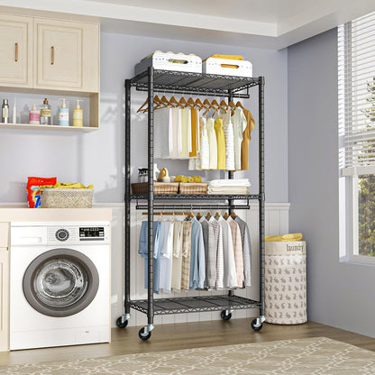 FUTASSI Heavy-Duty Portable Closet, 30"W x 14"D x 76"H, Black, Carbon Steel