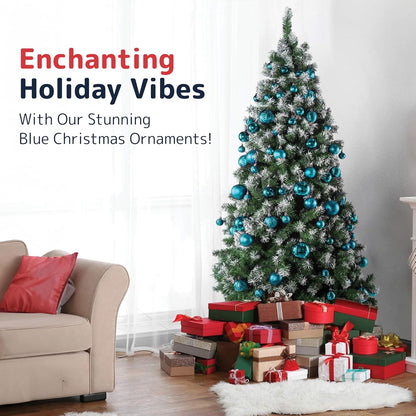 Prextex Christmas Tree Ornaments - Blue Christmas Ball Ornaments Set for Christmas, Holiday, Wreath & Party Decorations (36 pcs - Small, Medium, Large) Shatterproof