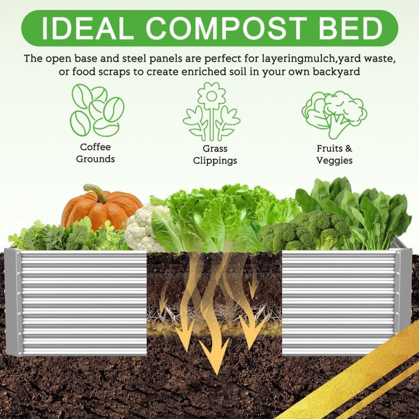 2 Pack 8x4FT Tall Galvanized Raised Garden Bed Outdoor,Metal Garden Bed for Vegetables,Steel Raised Beds for Gardening,Above Ground Garden Box for Flower-Y2G