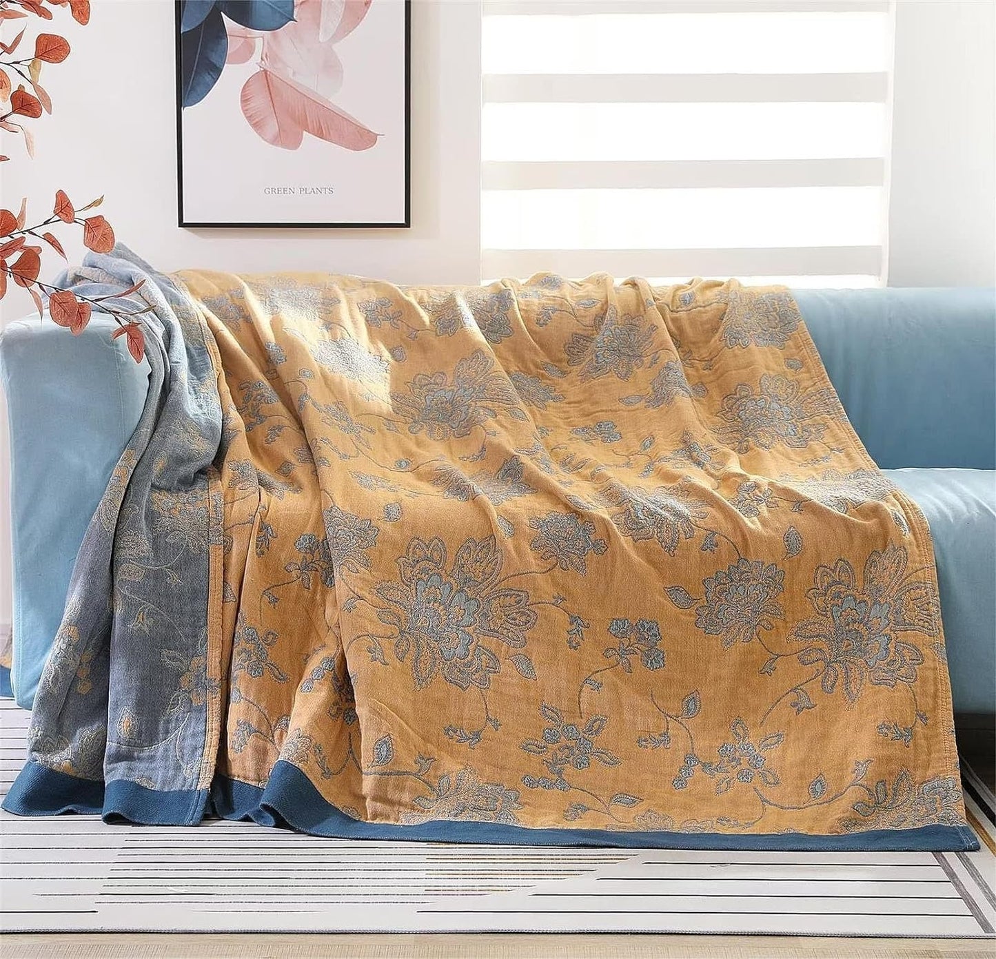 Boho Throw Blanket 100% Cotton Blankets, Super Soft Cozy Warm Blanket, Cotton Quilted Blankets, Versatile KnitWoven Blanket for Couch Sofa Bed Home Decor and Living Room, 78''Wx 90''L