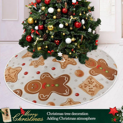 Gingerbread Christmas Tree Skirt - 36 Inch Xmas Tree Mat for New Year Party Decorations