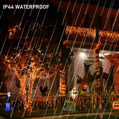 Dazzle Bright Fairy String Lights, Total 40FT 120LED Copper Wire Battery Operated Waterproof Lights, Halloween Decorations for Indoor Home Outdoor Garden Patio Yard Party Decor (Orange, 2)