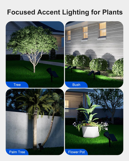 Solar Spot Lights Outdoor Waterproof for Flag, Palm Tree, Pole, Sign, Statue, Mailbox, Bright LED Outside Landscape Flood Spotlights for Accent Uplighting Yard, Garden, House, Backyard, Patio