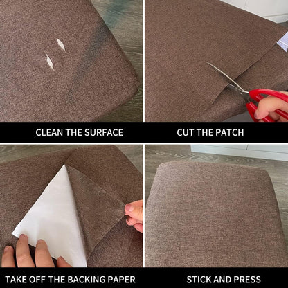 Fabric Repair Patches, Linen Repair Tape Self-Adhesive Fabric Patches Durable, DIY Large Linen Tape for Sofa, Couches, Furniture, Chair, Clothing （3.5X79 Inch, Black）