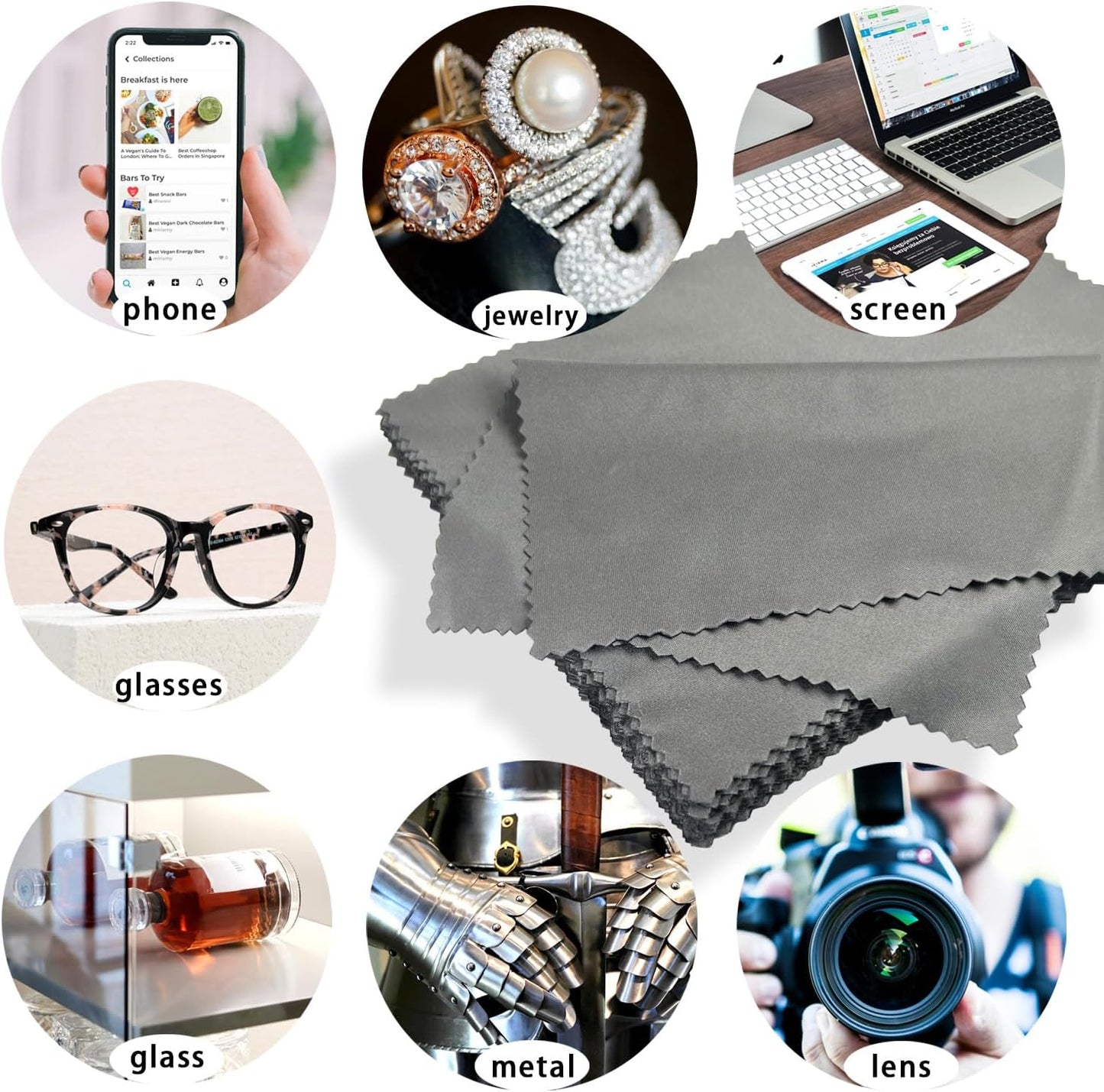 Microfiber Cleaning Cloths (30 Pack), 6x7 Inch – Soft Lens & Glasses Cleaning Cloth for Eyeglasses, Camera Lenses, Screens, and All Delicate Surfaces