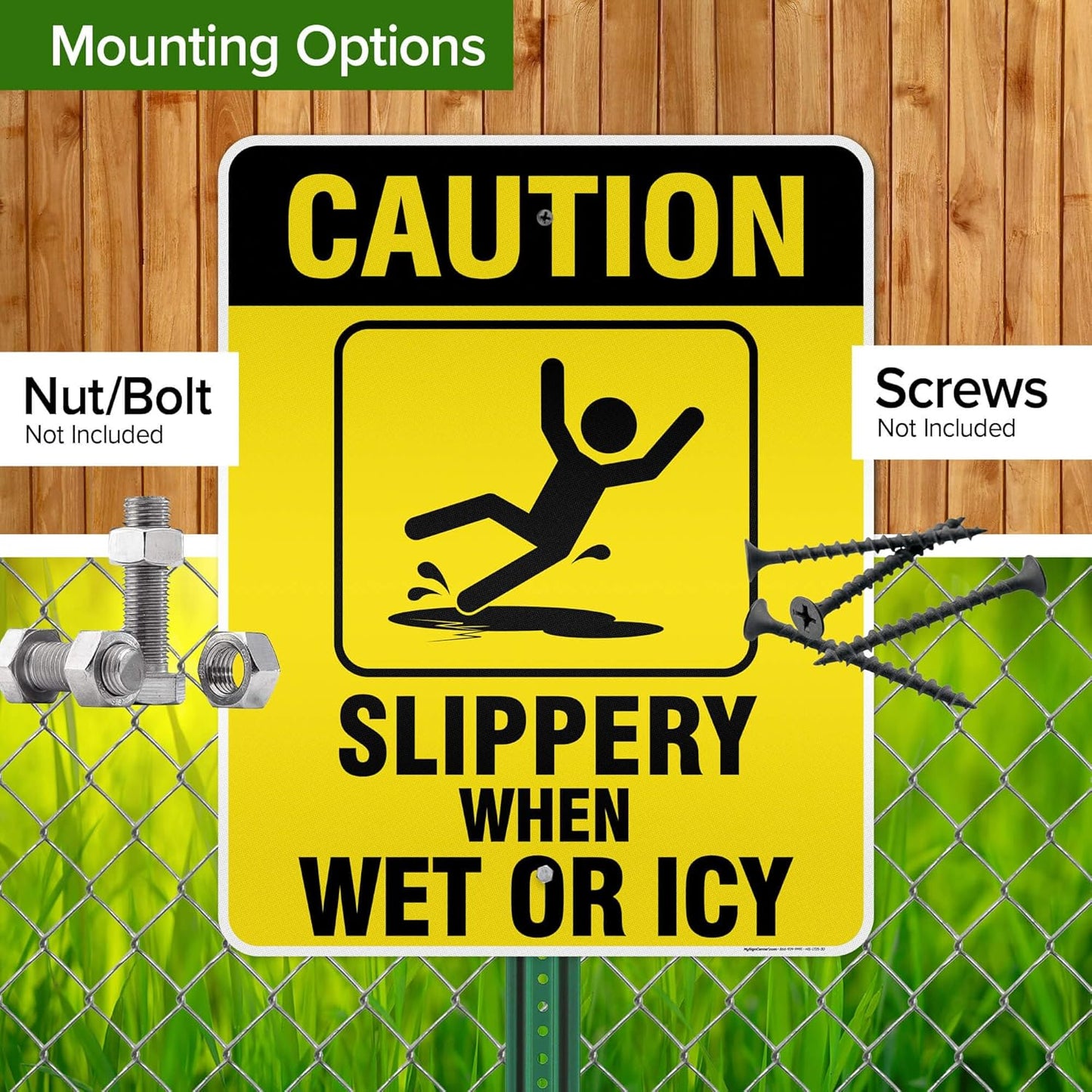 Caution Slippery When Wet Sign or ICY Sign, 24"x30" .080 Reflective Aluminum, Indoor/Outdoor Use, USA MADE By My Sign Center