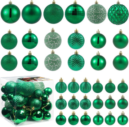 LANGXUN 36pcs Emerald Green Christmas Tree Decorations Balls, Bolas De Navidad, 2025 Christmas Decor, Indoor Outdoor Shatterproof Christmas Ornaments, Xmars Party Wedding Suppiles