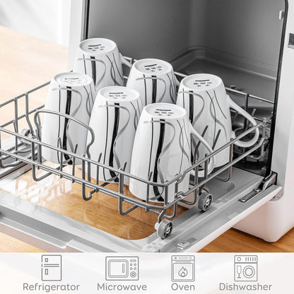 VEWEET Coffee Mugs Set of 6, 16 OZ Large Coffee Cups Set, White Mug Sets Ceramic Mugs Set with Big Handle, Microwave Dishwasher Safe, Series Fiona