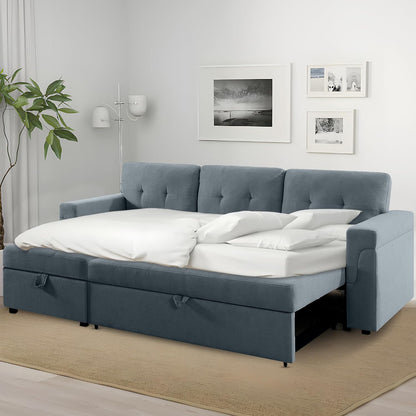 Naomi Home Transform Any Space: Sleeper Sectional Sofa with Convertible Sofa Bed & Inviting Chaise. Find Tranquil Comfort with Stress-Relieving Design & Durable Cushions - Dark Gray/Velvet